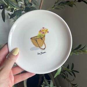 White Plate with Floral Basket Design